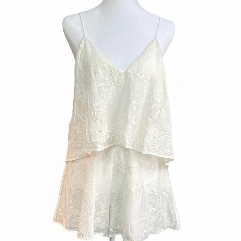 Monta Vista boho embroidered ivory cotton/silk romper